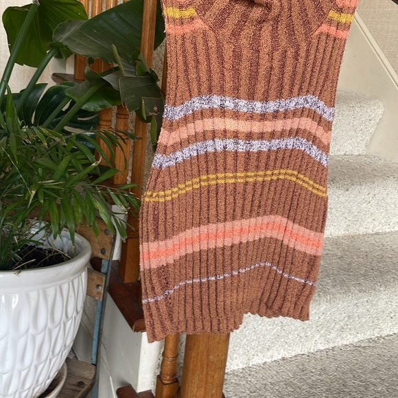 Free People Edith Striped Brown Sleeveless Sweater Vest - Picture 5 of 11